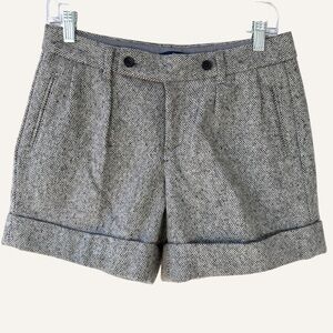Gap Grey Tweed Wool Blend Cuffed Pleated Shorts Preppy Academia Women’s Size 2